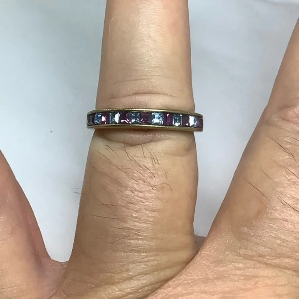 Gold tone Multicolor crystal ring size 9